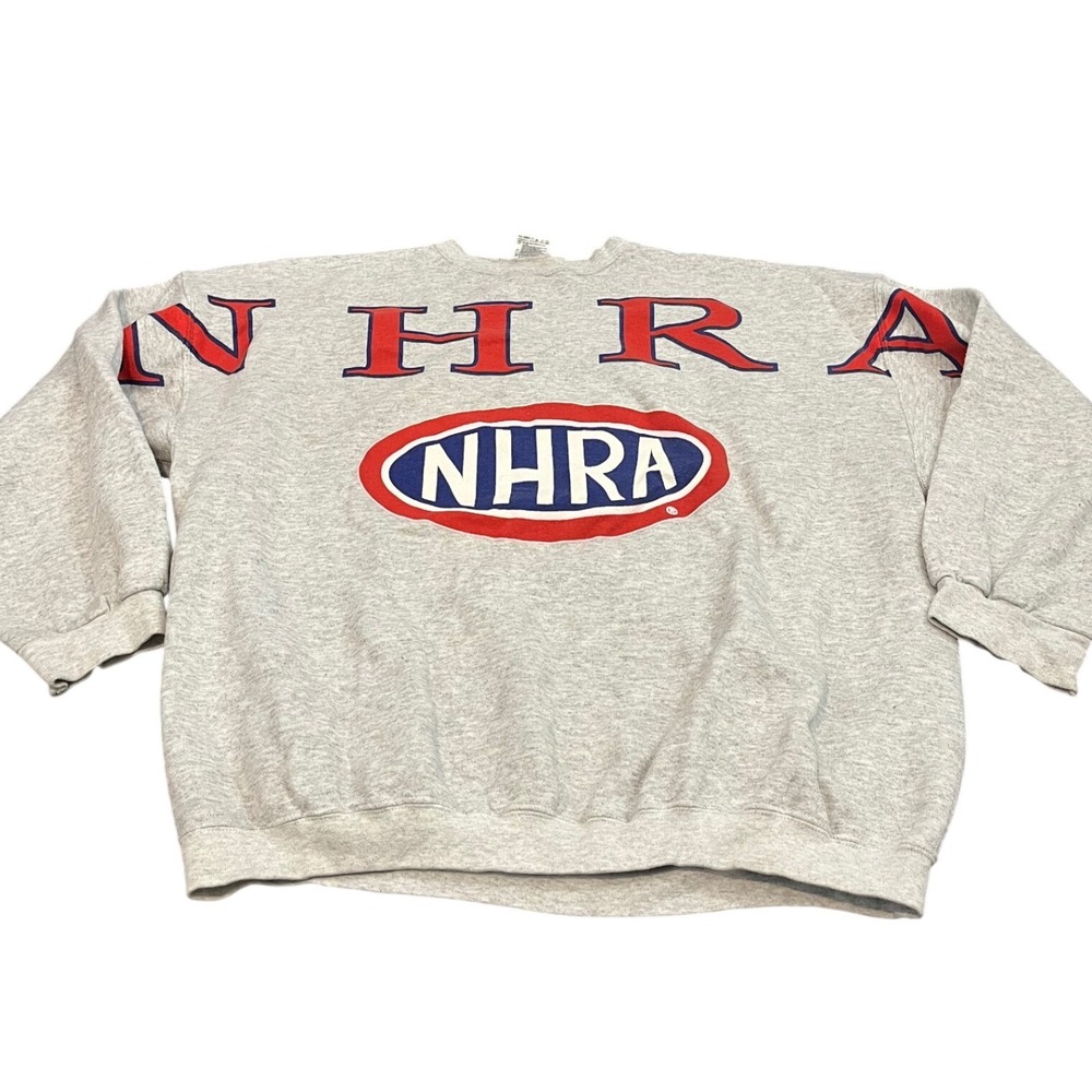 Tultex NHRA Sweatshirt Mens 2XL Gray Graphic Pullover Racing Crewneck